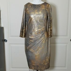 NWOT Grey and Gold flecked party dress